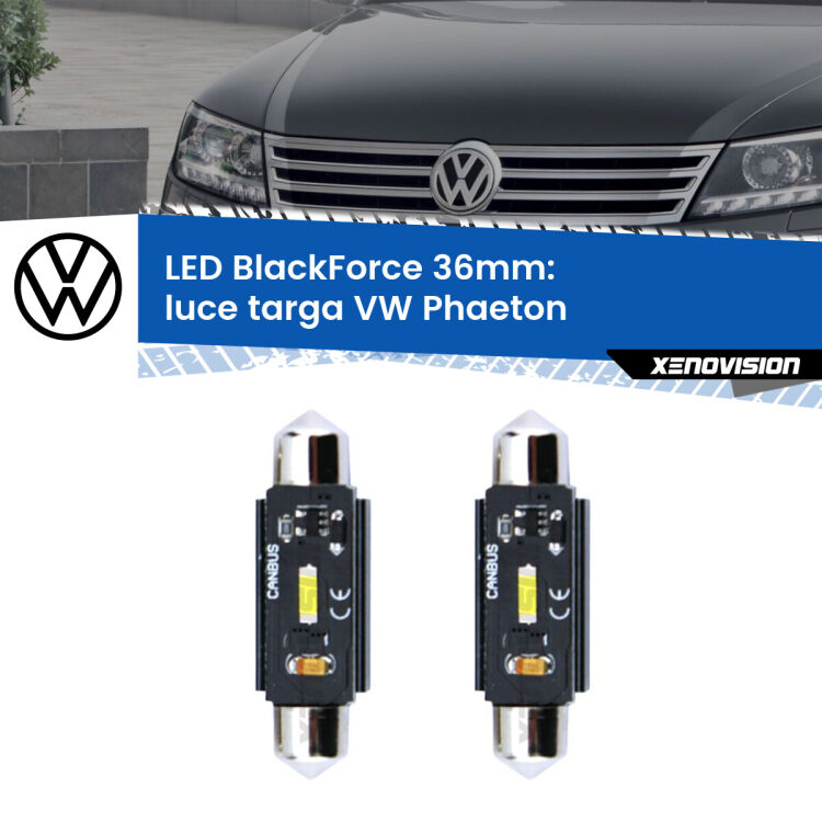 <strong>Luce Targa LED per VW Phaeton</strong>  2002 - 2016. Coppia lampade <strong>C5W</strong> 36mm modello BlackForce canbus.