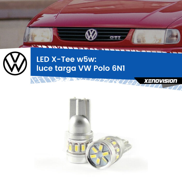 <strong>LED luce targa per VW Polo</strong> 6N1 1994 - 1998. Lampade <strong>W5W</strong> modello X-Tee Xenovision top di gamma.