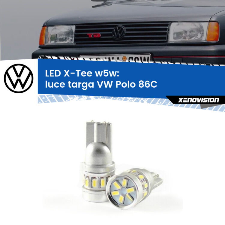 <strong>LED luce targa per VW Polo</strong> 86C 1991 - 1993. Lampade <strong>W5W</strong> modello X-Tee Xenovision top di gamma.