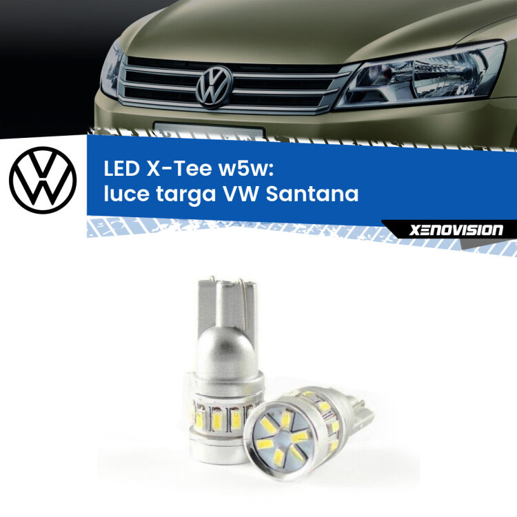 <strong>LED luce targa per VW Santana</strong>  1995 - 2012. Lampade <strong>W5W</strong> modello X-Tee Xenovision top di gamma.