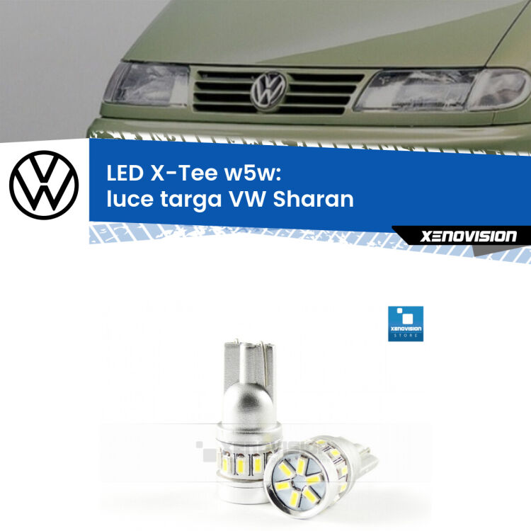 <strong>LED luce targa per VW Sharan</strong>  1995 - 2000. Lampade <strong>W5W</strong> modello X-Tee Xenovision top di gamma.