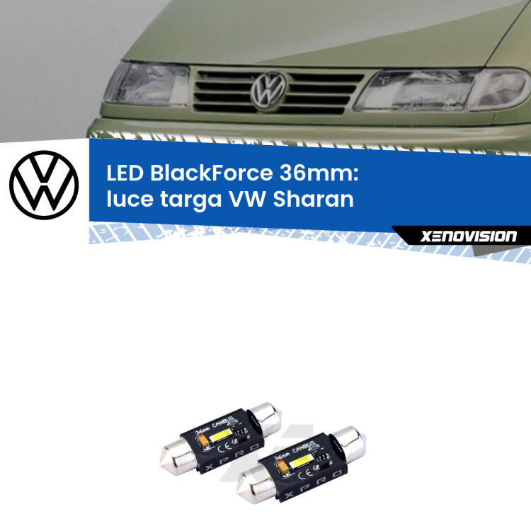 <strong>LED luce targa 36mm per VW Sharan</strong>  2001 - 2010. Coppia lampadine <strong>C5W</strong>modello BlackForce Xenovision.