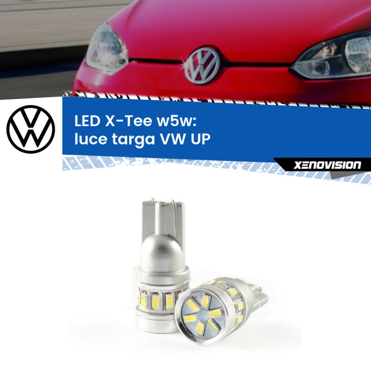 <strong>LED luce targa per VW UP</strong>  2011 in poi. Lampade <strong>W5W</strong> modello X-Tee Xenovision top di gamma.