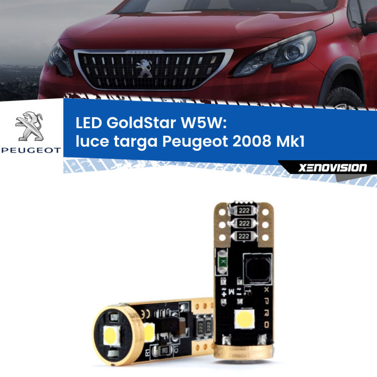 <strong>Luce Targa LED Peugeot 2008</strong> Mk1 2013 - 2018: ottima luminosità a 360 gradi. Si inseriscono ovunque. Canbus, Top Quality.