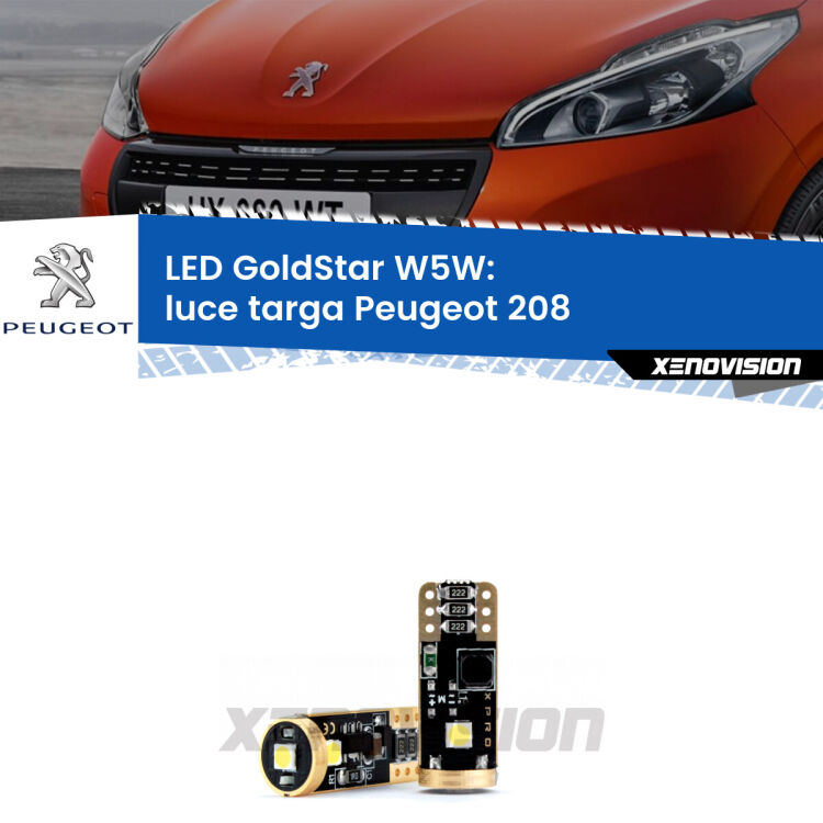 <strong>Luce Targa LED Peugeot 208</strong>  2012 - 2018: ottima luminosità a 360 gradi. Si inseriscono ovunque. Canbus, Top Quality.