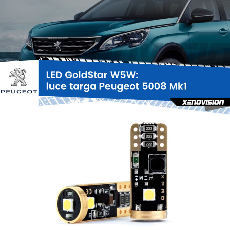 <strong>Luce Targa LED Peugeot 5008</strong> Mk1 2009 - 2016: ottima luminosità a 360 gradi. Si inseriscono ovunque. Canbus, Top Quality.