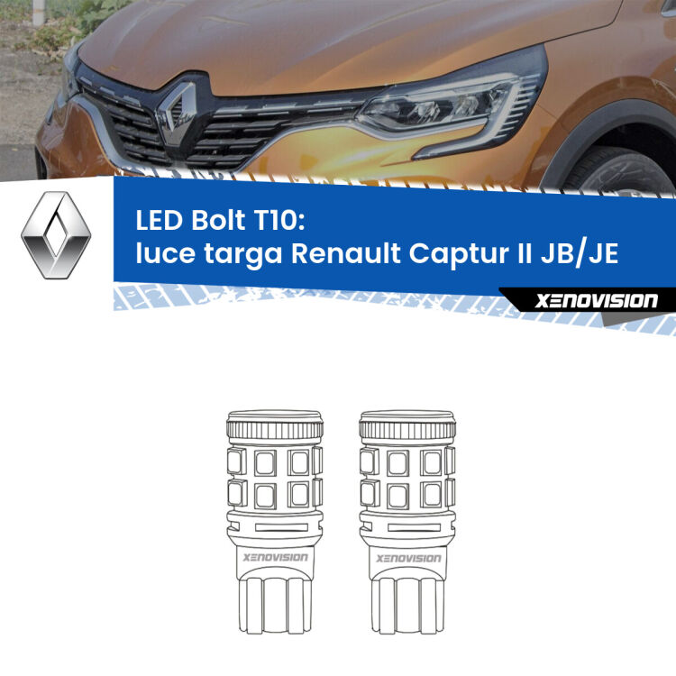 <strong>Luce Targa LED per Renault Captur II</strong> JB/JE in poi. Coppia lampade <strong>T10</strong> modello Bolt canbus.