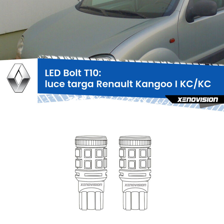 <strong>Luce Targa LED per Renault Kangoo I</strong> KC/KC 1997 - 2006. Coppia lampade <strong>T10</strong> modello Bolt canbus.