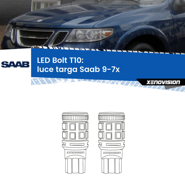 <strong>Luce Targa LED per Saab 9-7x</strong>  2004 - 2008. Coppia lampade <strong>T10</strong> modello Bolt canbus.