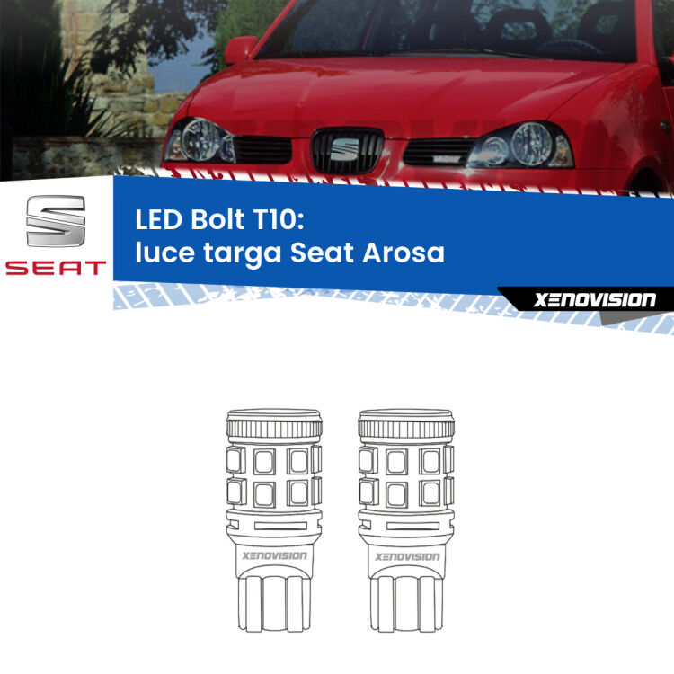 <strong>Luce Targa LED per Seat Arosa</strong>  1997 - 2004. Coppia lampade <strong>T10</strong> modello Bolt canbus.