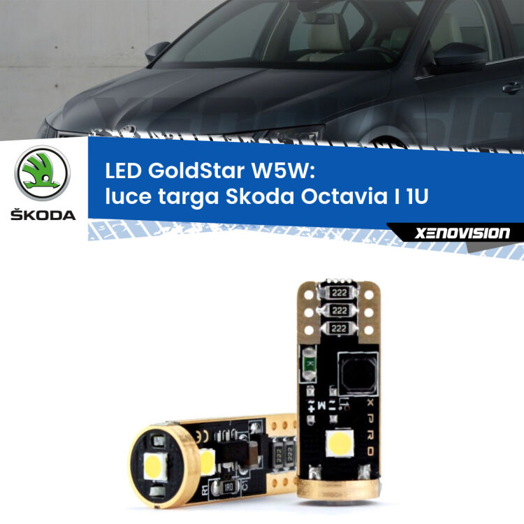 <strong>Luce Targa LED Skoda Octavia I</strong> 1U 1996 - 2010: ottima luminosità a 360 gradi. Si inseriscono ovunque. Canbus, Top Quality.