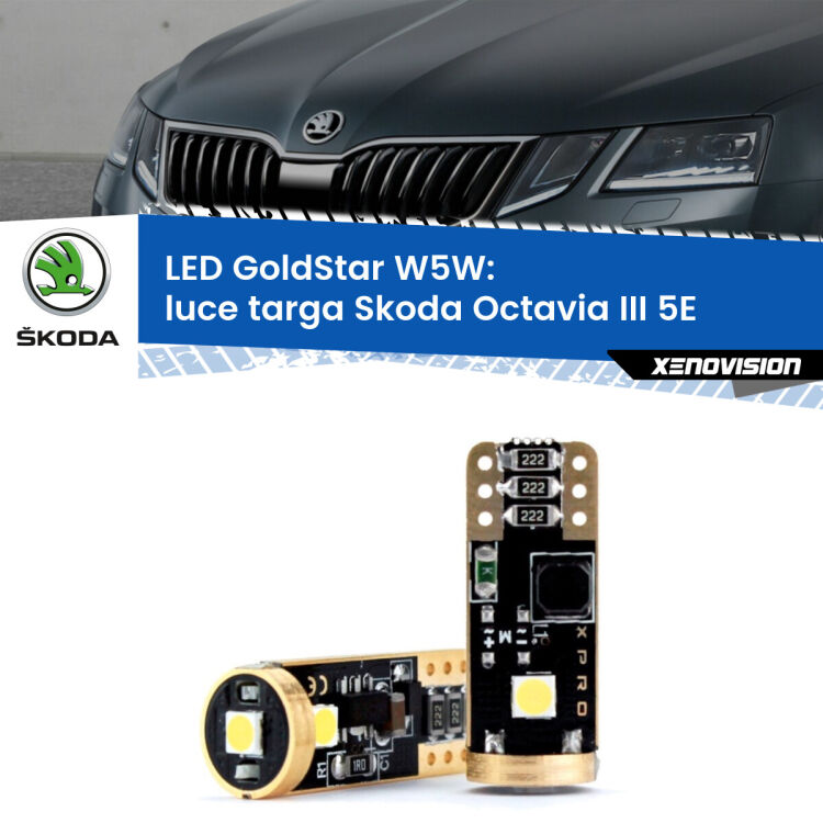 <strong>Luce Targa LED Skoda Octavia III</strong> 5E 2012 - 2017: ottima luminosità a 360 gradi. Si inseriscono ovunque. Canbus, Top Quality.