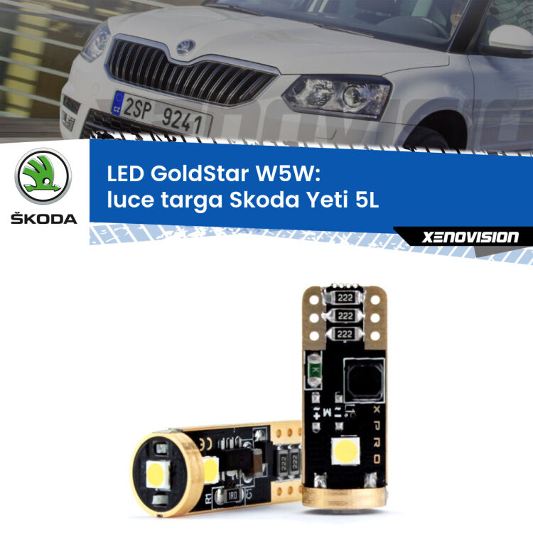 <strong>Luce Targa LED Skoda Yeti</strong> 5L 2014 - 2017: ottima luminosità a 360 gradi. Si inseriscono ovunque. Canbus, Top Quality.