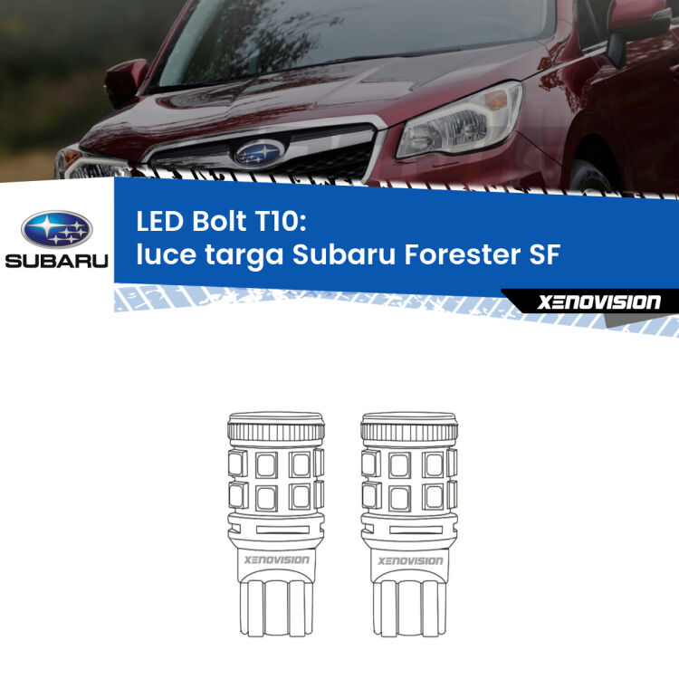 <strong>Luce Targa LED per Subaru Forester</strong> SF 1997 - 2002. Coppia lampade <strong>T10</strong> modello Bolt canbus.