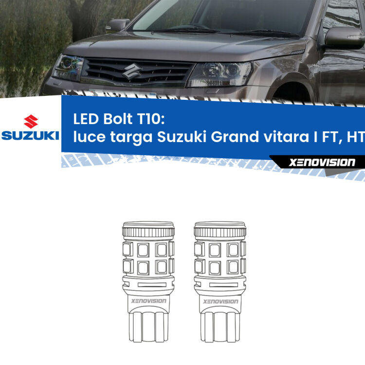 <strong>Luce Targa LED per Suzuki Grand vitara I</strong> FT, HT 1998 - 2006. Coppia lampade <strong>T10</strong> modello Bolt canbus.