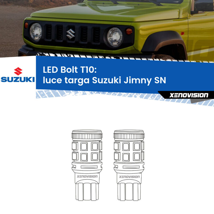 <strong>Luce Targa LED per Suzuki Jimny</strong> SN 1998 in poi. Coppia lampade <strong>T10</strong> modello Bolt canbus.