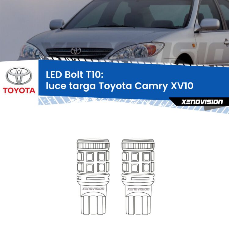 <strong>Luce Targa LED per Toyota Camry</strong> XV10 1991 - 1996. Coppia lampade <strong>T10</strong> modello Bolt canbus.