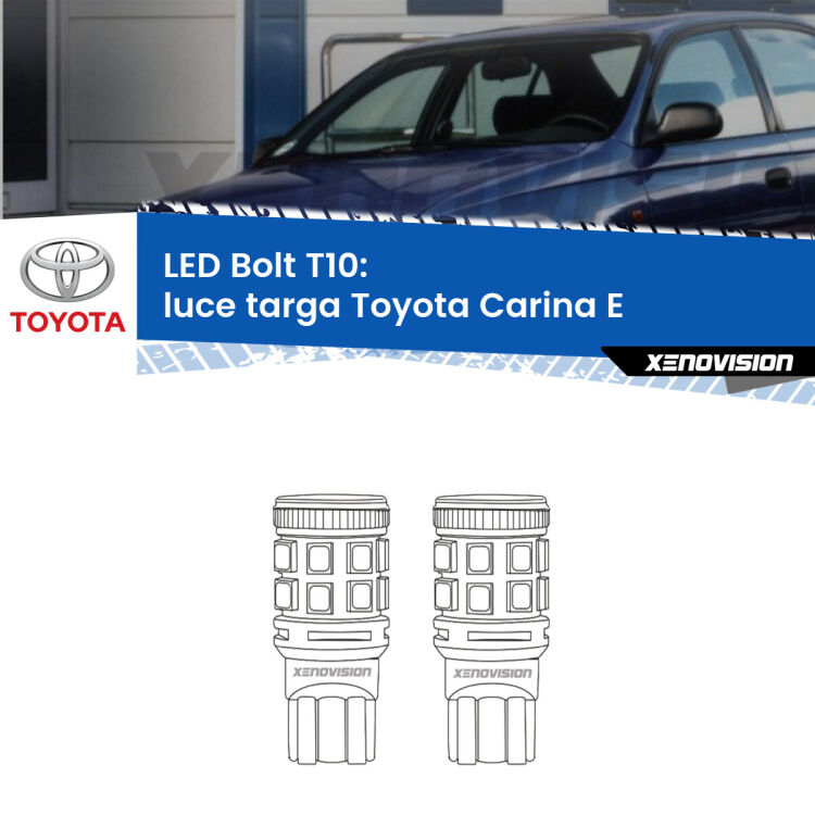 <strong>Luce Targa LED per Toyota Carina E</strong>  1992 - 1997. Coppia lampade <strong>T10</strong> modello Bolt canbus.