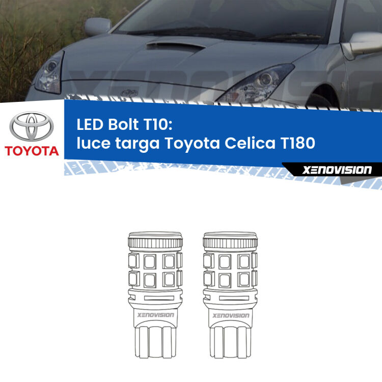 <strong>Luce Targa LED per Toyota Celica</strong> T180 1989 - 1993. Coppia lampade <strong>T10</strong> modello Bolt canbus.