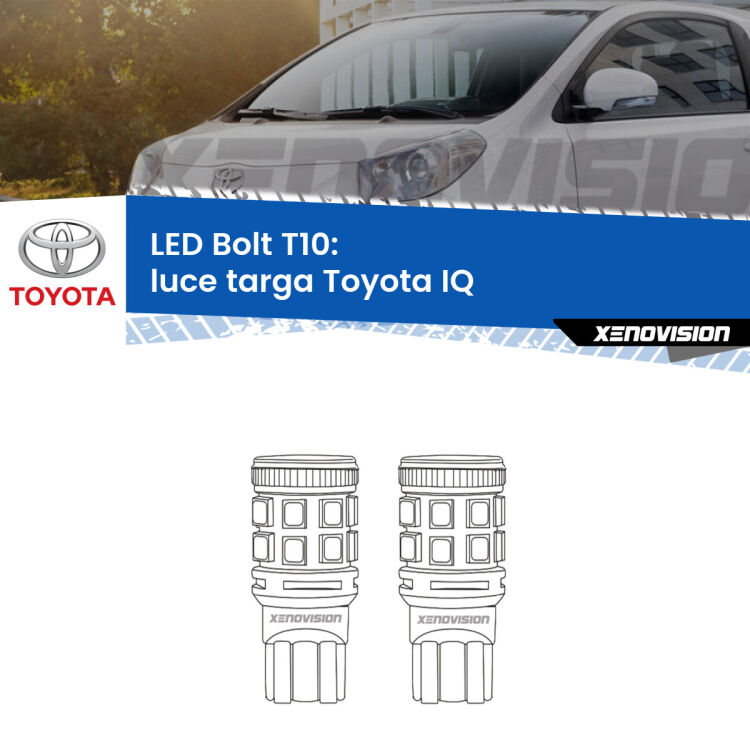 <strong>Luce Targa LED per Toyota IQ</strong>  2009 - 2015. Coppia lampade <strong>T10</strong> modello Bolt canbus.