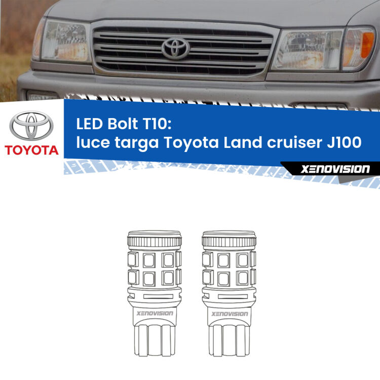 <strong>Luce Targa LED per Toyota Land cruiser</strong> J100 1998 - 2007. Coppia lampade <strong>T10</strong> modello Bolt canbus.