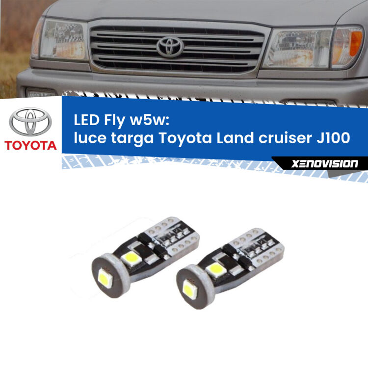 <strong>luce targa LED per Toyota Land cruiser</strong> J100 1998 - 2007. Coppia lampadine <strong>w5w</strong> Canbus compatte modello Fly Xenovision.