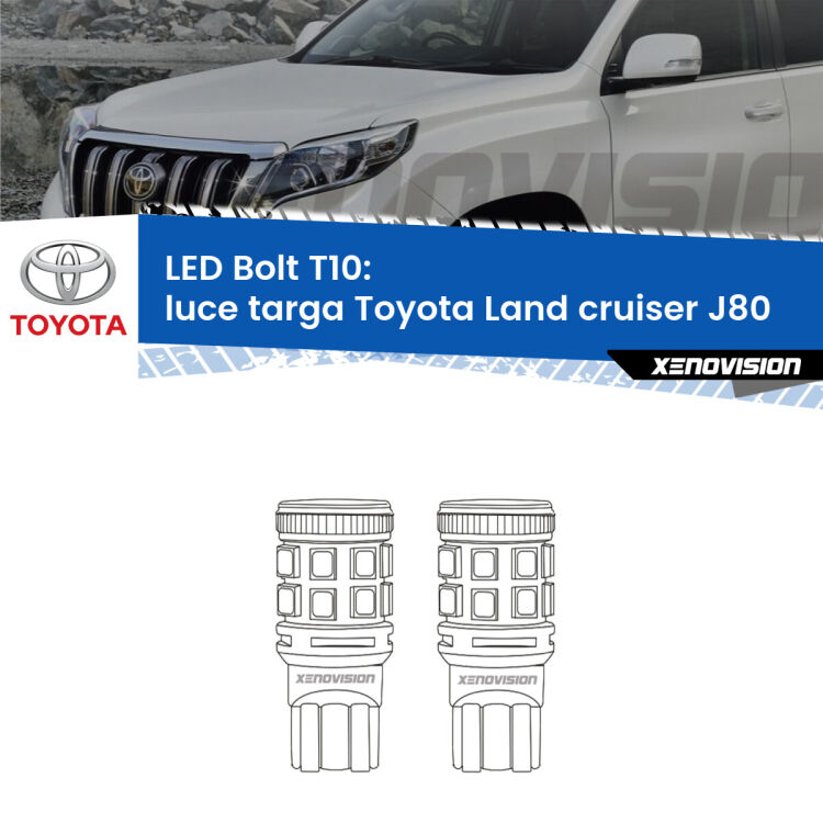 <strong>Luce Targa LED per Toyota Land cruiser</strong> J80 1990 - 1997. Coppia lampade <strong>T10</strong> modello Bolt canbus.