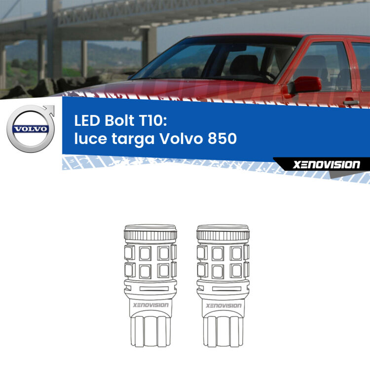 <strong>Luce Targa LED per Volvo 850</strong>  1991 - 1997. Coppia lampade <strong>T10</strong> modello Bolt canbus.