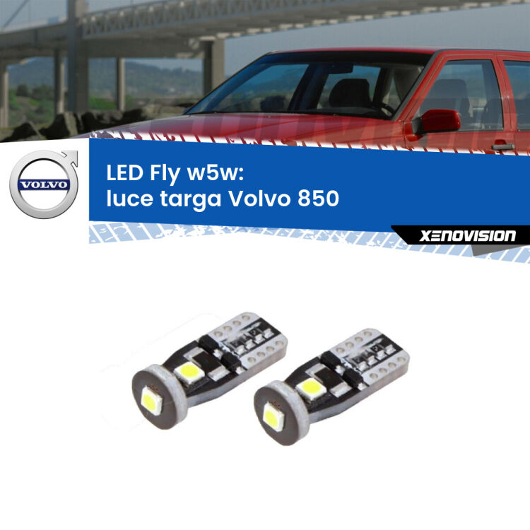 <strong>luce targa LED per Volvo 850</strong>  1991 - 1997. Coppia lampadine <strong>w5w</strong> Canbus compatte modello Fly Xenovision.