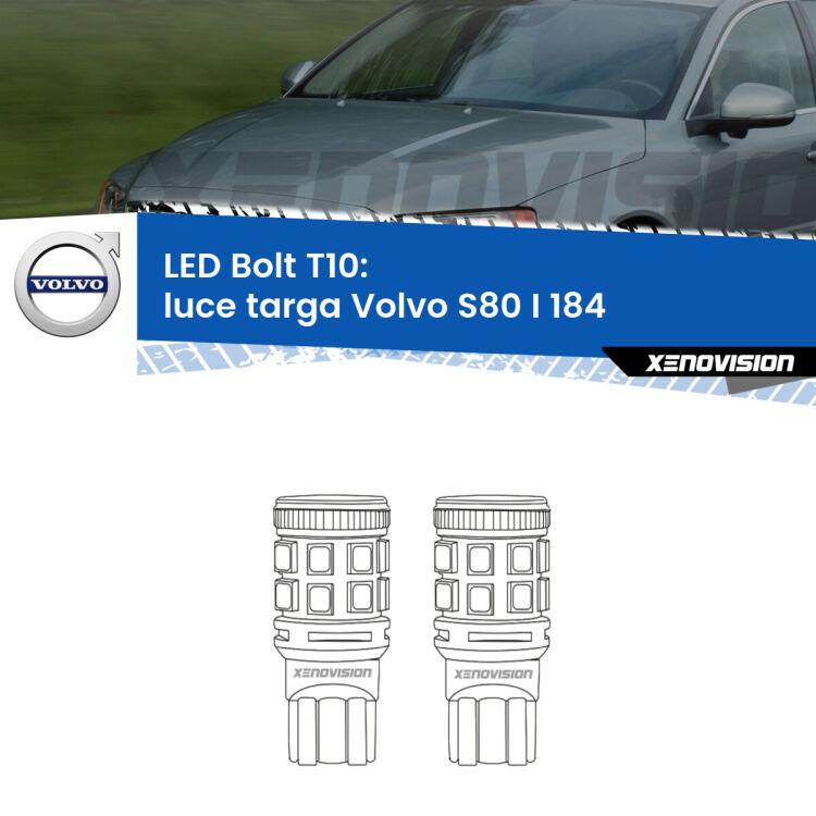 <strong>Luce Targa LED per Volvo S80 I</strong> 184 1998 - 2006. Coppia lampade <strong>T10</strong> modello Bolt canbus.