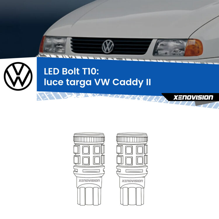 <strong>Luce Targa LED per VW Caddy II</strong>  1996 - 2004. Coppia lampade <strong>T10</strong> modello Bolt canbus.