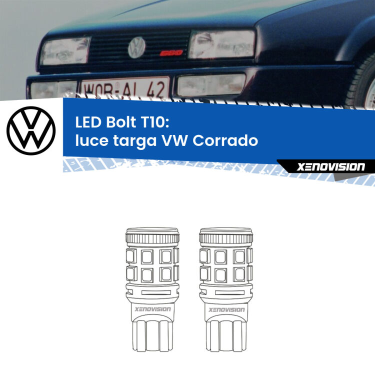 <strong>Luce Targa LED per VW Corrado</strong>  1988 - 1995. Coppia lampade <strong>T10</strong> modello Bolt canbus.