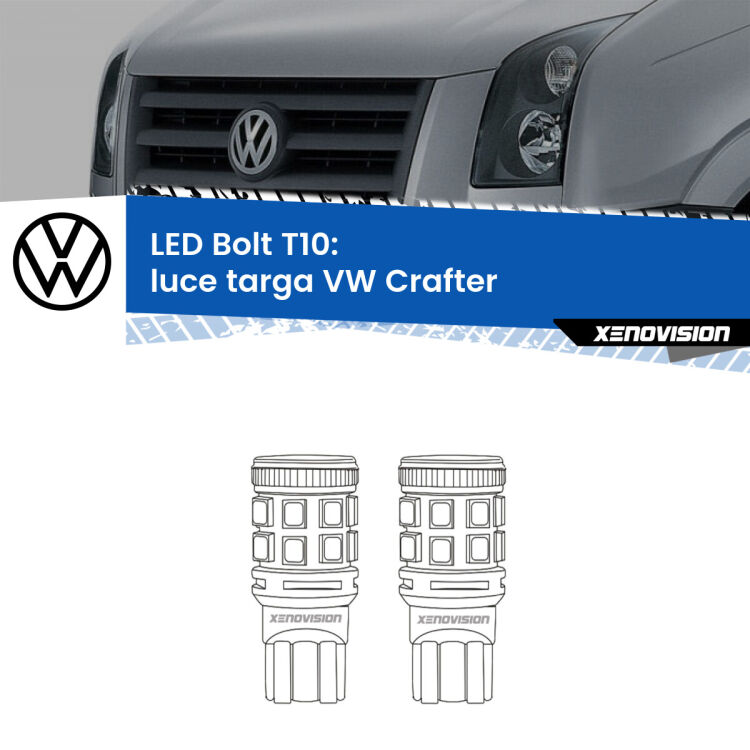 <strong>Luce Targa LED per VW Crafter</strong>  2006 - 2016. Coppia lampade <strong>T10</strong> modello Bolt canbus.