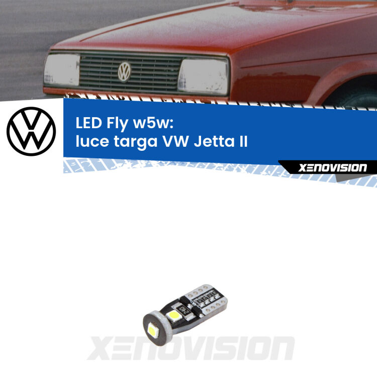 <strong>luce targa LED per VW Jetta</strong> II 1984 - 1992. Coppia lampadine <strong>w5w</strong> Canbus compatte modello Fly Xenovision.