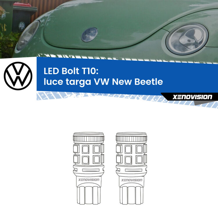 <strong>Luce Targa LED per VW New Beetle</strong>  1998 - 2005. Coppia lampade <strong>T10</strong> modello Bolt canbus.