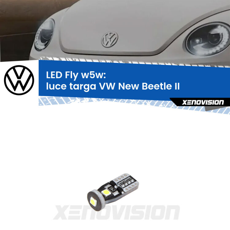 <strong>luce targa LED per VW New Beetle</strong> II Versione 1. Coppia lampadine <strong>w5w</strong> Canbus compatte modello Fly Xenovision.