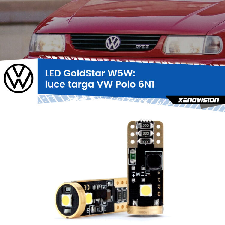 <strong>Luce Targa LED VW Polo</strong> 6N1 1994 - 1998: ottima luminosità a 360 gradi. Si inseriscono ovunque. Canbus, Top Quality.