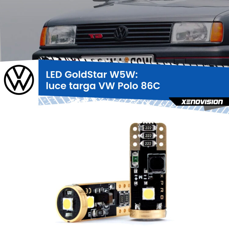 <strong>Luce Targa LED VW Polo</strong> 86C 1991 - 1993: ottima luminosità a 360 gradi. Si inseriscono ovunque. Canbus, Top Quality.