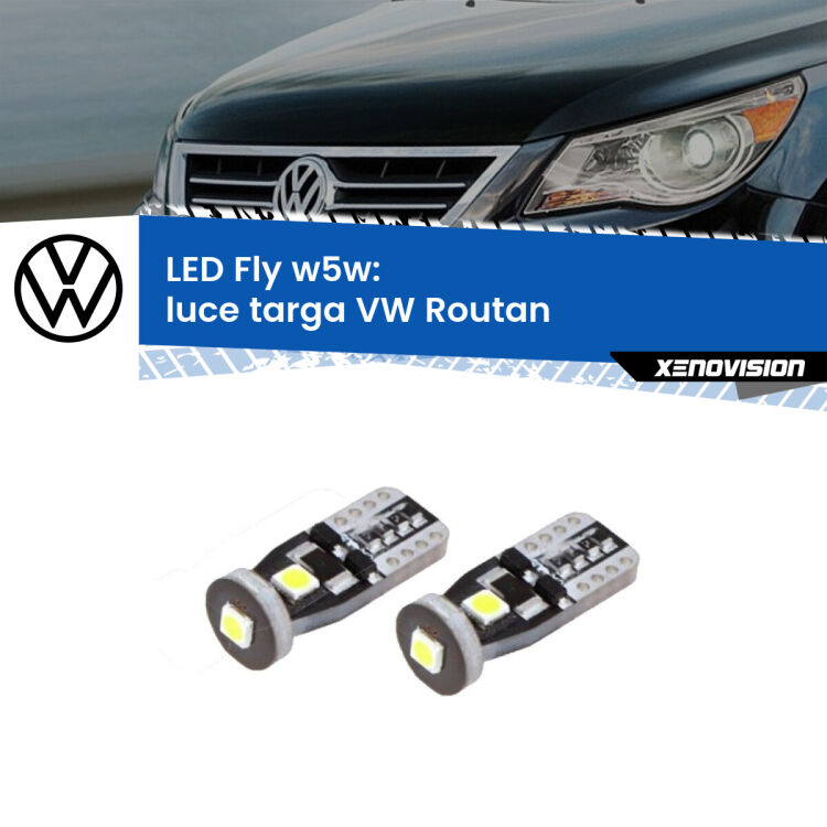 <strong>luce targa LED per VW Routan</strong>  2008 - 2013. Coppia lampadine <strong>w5w</strong> Canbus compatte modello Fly Xenovision.