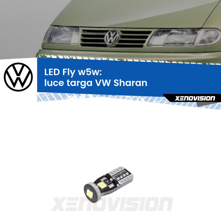 <strong>luce targa LED per VW Sharan</strong>  1995 - 2000. Coppia lampadine <strong>w5w</strong> Canbus compatte modello Fly Xenovision.