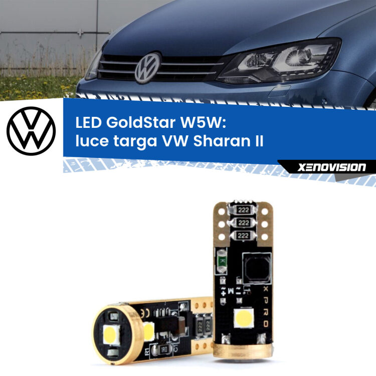 <strong>Luce Targa LED VW Sharan</strong> II Versione 1: ottima luminosità a 360 gradi. Si inseriscono ovunque. Canbus, Top Quality.