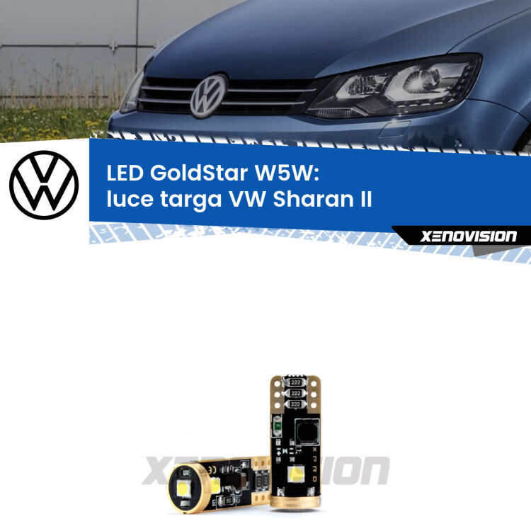 <strong>Luce Targa LED VW Sharan</strong> II Versione 1: ottima luminosità a 360 gradi. Si inseriscono ovunque. Canbus, Top Quality.