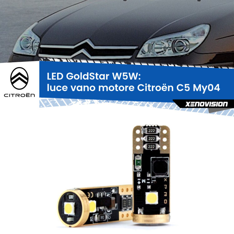 <strong>Luce Vano Motore LED Citroën C5</strong> My04 2004 - 2008: ottima luminosità a 360 gradi. Si inseriscono ovunque. Canbus, Top Quality.