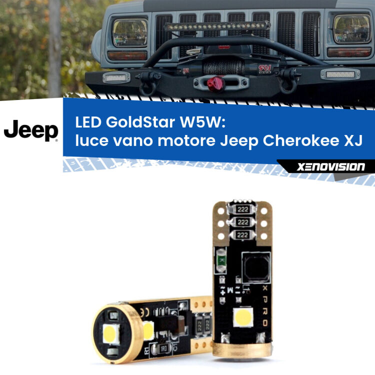 <strong>Luce Vano Motore LED Jeep Cherokee</strong> XJ 1984 - 2001: ottima luminosità a 360 gradi. Si inseriscono ovunque. Canbus, Top Quality.