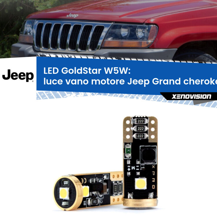 <strong>Luce Vano Motore LED Jeep Grand cherokee II</strong> WJ, WG 1999 - 2004: ottima luminosità a 360 gradi. Si inseriscono ovunque. Canbus, Top Quality.