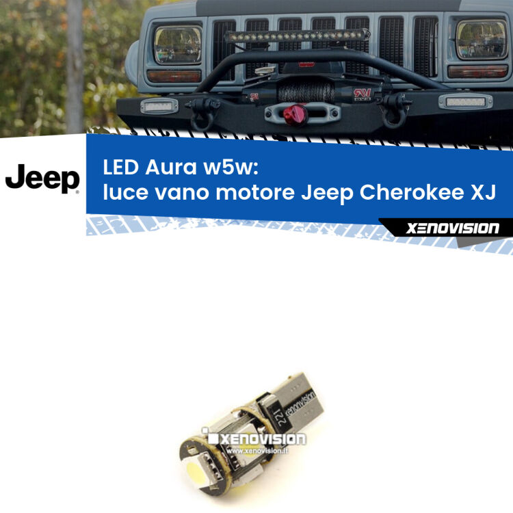 <strong>LED luce vano motore w5w per Jeep Cherokee</strong> XJ 1984 - 2001. Una lampadina <strong>w5w</strong> canbus luce bianca 6000k modello Aura Xenovision.