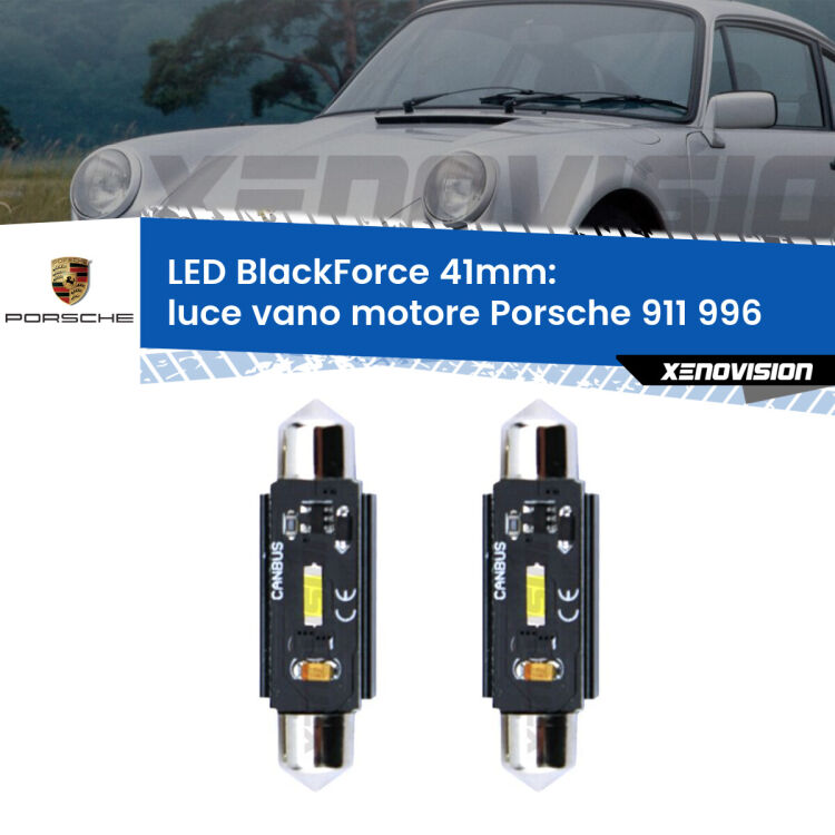 <strong>Luce Vano Motore LED per Porsche 911</strong> 996 1997 - 2005. Coppia lampade <strong>C5W</strong> 41mm modello BlackForce canbus.