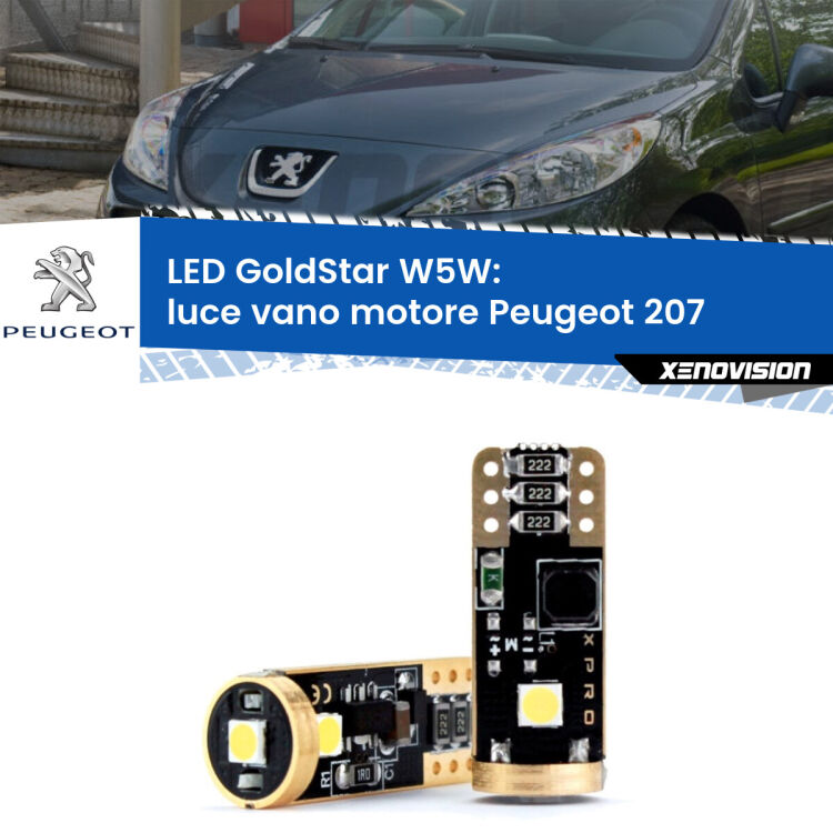 <strong>Luce Vano Motore LED Peugeot 207</strong>  2006 - 2015: ottima luminosità a 360 gradi. Si inseriscono ovunque. Canbus, Top Quality.