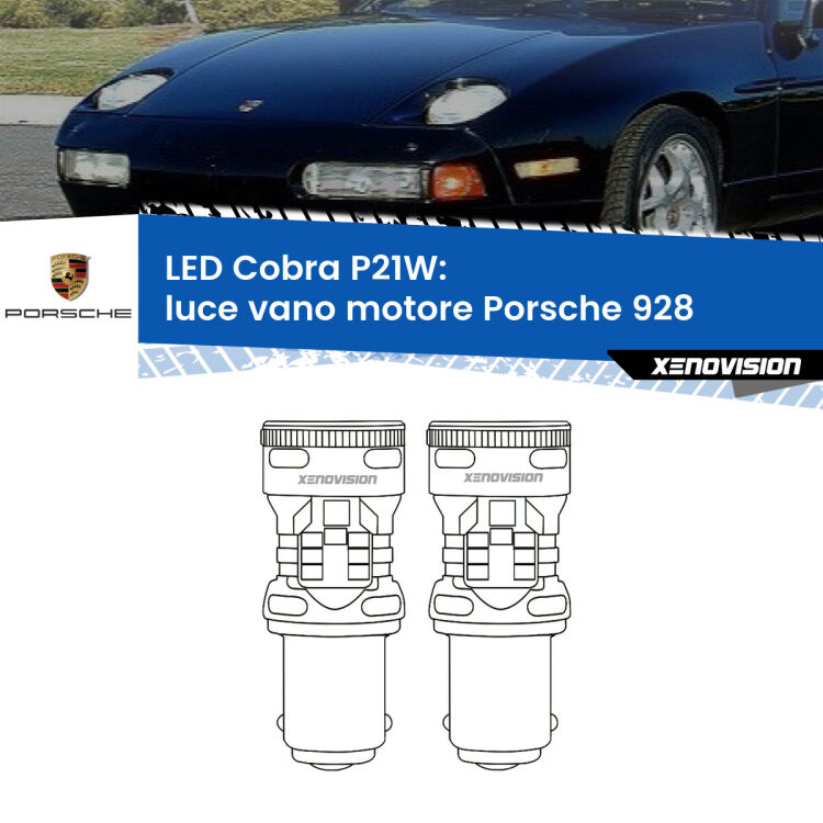 <strong>Luce Vano Motore LED no-spie per Porsche 928</strong>  1977 - 1995. Coppia lampade <strong>P21W</strong> modello Cobra super-canbus, raffreddate a ventola.