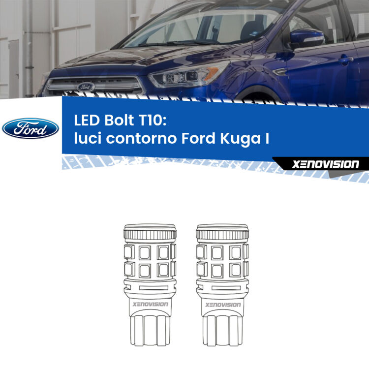 <strong>Luci Contorno LED per Ford Kuga I</strong>  2008 - 2012. Coppia lampade <strong>T10</strong> modello Bolt canbus.